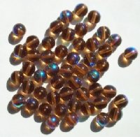50 8mm Transparent Smoked Topaz AB Lustre Glass Beads